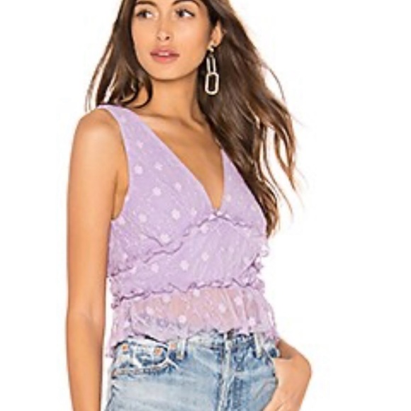 Majorelle Dorian Tank Top Camisole Medium Sheer Embroidered Floral Lilac… - Picture 1 of 11